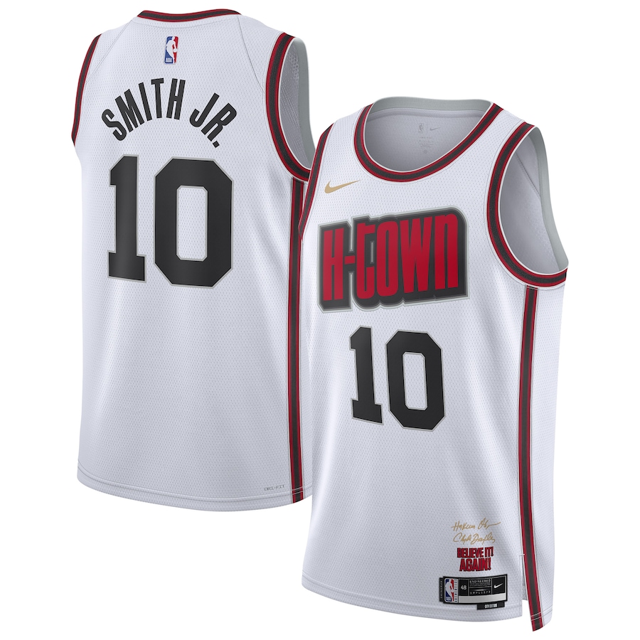 Men Houston Rockets #10 Jabari Smith Jr. Nike White City Edition 2024-25 Swingman Player NBA Jersey